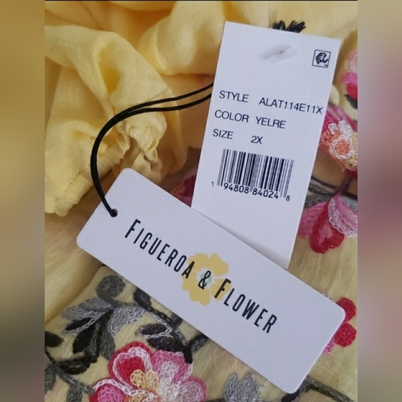 Boho 2XL Chic Artisy Yellow Lagenlook Embroidered Floral Tunic Top - Picture 3 of 9